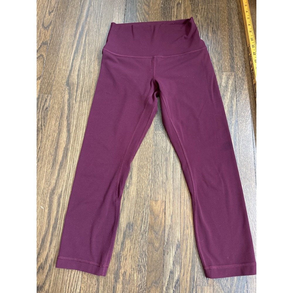 Lululemon Align High-Rise Crop 21 Burgundy Plum Nulu Yoga Pants Womens Size 4 (3